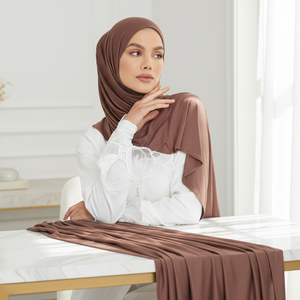 Nuovo Arrivo Sciarpa/Stola da Donna in Cotone Elasticizzato Tinta Unita, <span class=keywords><strong>Hijab</strong></span> Istantaneo in Jersey Premium - Product Image 1
