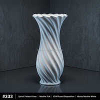 Vase en PLA marbré imprimé en 3D par FDM, spirale torsadée, forme organique, dessus évasé, décoration d'intérieur, OEM personnalisé