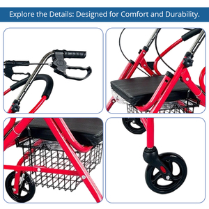 Deambulatore Rollator Relaxsmith in Acciaio per Anziani, Telaio in Acciaio al Carbonio, Altezza Regolabile, Design Pieghevole, Certificato CE, per Interni/Esterni - Product Image 5
