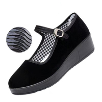 Chaussures Mary Jane compensées noires en velours pour femmes SPETER EVA, antidérapantes, à sangle réglable, style décontracté
