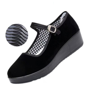 SPETER EVA <strong>Nursing</strong> Non-slip Adjustable Strap Platform <strong>Women's</strong> Black Velvet Wedge Mary Jane <strong>Shoes</strong> Casual <strong>Shoes</strong> - Product Image 5