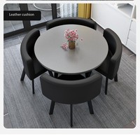 Ensemble de table à manger moderne blanche au prix d'usine, table ronde avec 4 chaises pour salles à manger