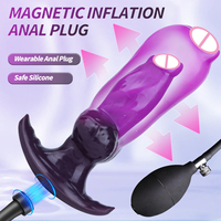 Jouets sexuels pour adultes, plug anal extensible, imperméable, en silicone violet, perles roulantes, pompe magnétique portable pour hommes