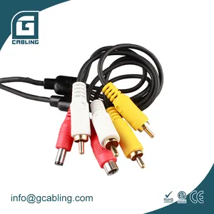 Toptan 20m av kablosu-Gcabling ses bağlantısı RCA + DC kablo 2RCA DC güç ile AV güç kablosu RCA 20M ses kablosu güvenlik sistemi