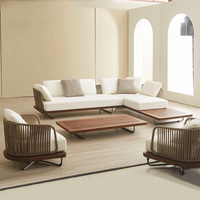 Ensemble de jardin extérieur de style moderne, cadre en aluminium, canapé en teck massif, chaise de détente, villa, véranda en plein air, cour, jardin
