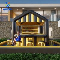 Bar de piscine gonflable Aqua Party personnalisé, design gratuit, matériau PVC, taille 5x4m, respectueux de l'environnement, marque ANXIN, modèle AX2024PB-1