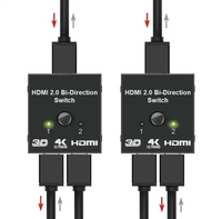 Divisor/Conmutador Bidireccional 2x1/1x2 de Aluminio 2.0 con Conectores Chapados en Oro para Reproductor de DVD de Computadora - Logotipo Personalizado