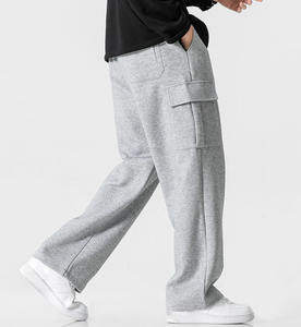 Pantaloni della tuta da uomo leggeri <span class=keywords><strong>Cargo</strong></span> personalizzati <span class=keywords><strong>larghi</strong></span> a gamba dritta stile Casual leggeri in cotone nero in bianco - Product Image 4