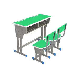 Ensemble de bureau et chaise d'école réglables en hauteur en métal moderne, mobilier ergonomique pour salles de classe du primaire au lycée - Product Image 2
