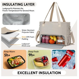 Bolsas de Almuerzo con Logotipo Personalizado para Mujer, Bolsas Térmicas Aisladas para el Trabajo, Bolso de Mano Casual Grande para Dama - Product Image 6