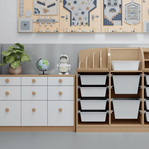 Meubles de garderie Montessori, étagère de rangement pour jouets en bois pour enfants, organisation de la salle de classe de la crèche - Product Image 2