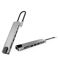 8 in 1 Universal USB 3.0 Type-C Hub dengan RJ45 Network, Pembaca Kartu TF/SD, Output Video & Pengisian Daya - Tersedia