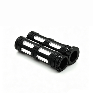 Empuñaduras de bambú CNC de 25 mm para motocicleta Harley Touring 883 1200 X48, cubiertas de manillar en negro cromado. - Product Image 1