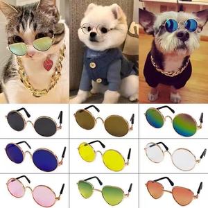 Lunettes pour animaux de compagnie, pour chats et chiens, monture en métal, protection UV380, couleur or, accessoire de mode pour l'extérieur - Product Image 1