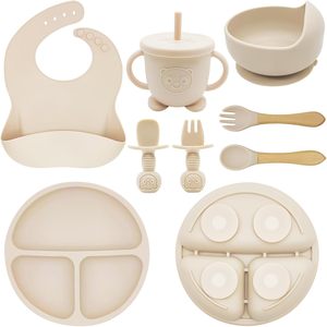 Suministros Biodegradables de Silicona, Babero, Cuchara, Tazón, Accesorios para la Alimentación de Bebés, Juego de Vajilla para la Mesa de Comedor - Product Image 1