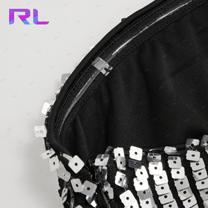 Vestidos personalizados mujeres fabricante OEM doble loco envoltura dobladillo lentejuelas tubo Porm Sexy Clubwear fiesta mujer vestido - Product Image 5