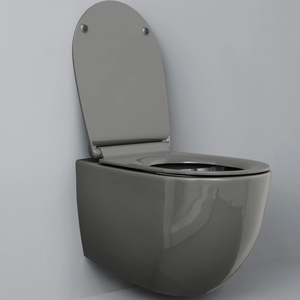 Inodoro circular <span class=keywords><strong>de</strong></span> doble descarga montado en la pared para baño y cocina, color <span class=keywords><strong>arco</strong></span>íris, inodoro <span class=keywords><strong>de</strong></span> cerámica con succión, gris cemento mate, sanitario. - Product Image 6