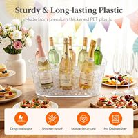 Seau à glace transparent de 11,5 L avec poignées, grand refroidisseur de boissons en plastique pour fêtes, bar à domicile et extérieur, vente en gros, logo personnalisé
