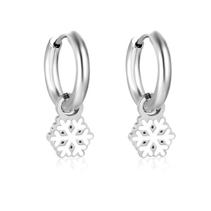 Boucles d'oreilles flocon de neige en alliage de zinc, design simple pour femmes, bijoux tendance - Product Image 5