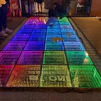 Portable 3D Infinity Led Miroir Lumière Carreaux Magnétiques Sans Fil Panneau En Verre Trempé Led Piste De Danse Pour La Fête De Mariage DJ Scène