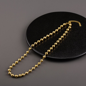 Collier ras du cou en acier inoxydable plaqué or 18 carats avec chaîne à billes, style minimaliste métallique, collier perlé tendance - Product Image 4