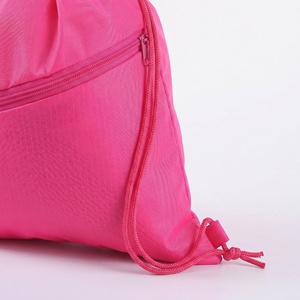 Sac à cordon promotionnel en polyester 210D, sac à dos de sport, sac de sport à cordon avec poche zippée - Product Image 2