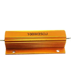 China Supply Adjustable 100W 25R Gold Color Aluminum Encased Wirewound Resistor