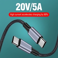 Kabel Pengisian Cepat USB C ke USB C 100W PD, Nylon Braided 2m, Sinkronisasi Data, Tipe C Male to Male, untuk iPad dan Samsung