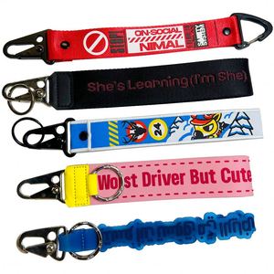 Hot Selling Custom Design 3D Rubber Printing <b>Thick</b> Wrist Keychain Nylon Short Lanyards - Product Image 2
