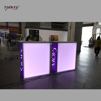 Stand d'exposition LED facile à installer, en aluminium, avec armoire de présentation pour salon professionnel, plateau en granit, emballage inclus, comptoir de réception moderne.