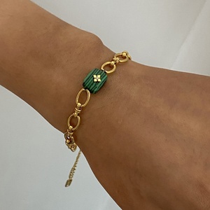 Bracelet en acier inoxydable bicolore or et argent, fait main, avec fermoir OT, pour femme, style bijoux fantaisie - Product Image 2