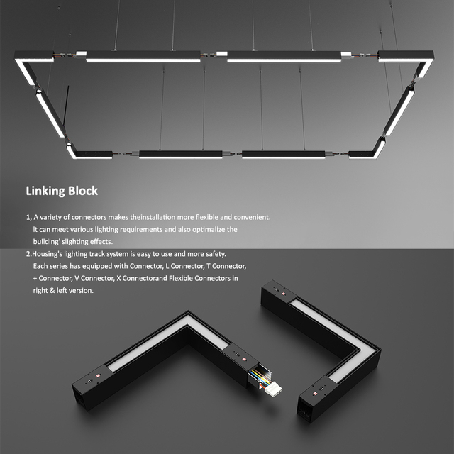 Office Lighting 1200mm 1500mm Suspended LED Linear Pendant Light Lens +Black Frame Lens +Translucent Frame Micro Prism
