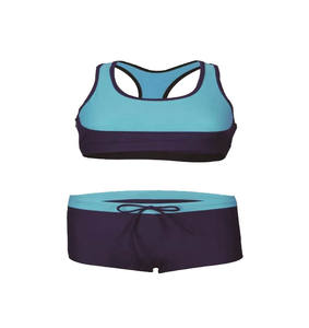 Costumi da bagno esotici giallo e blu Sexy Bikini Set di un pezzo elegante costumi da bagno per il nuoto di allenamento - Product Image 1