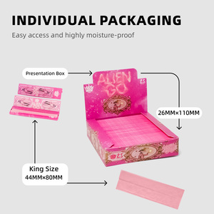 Papier à rouler Alien Go king size, naturel, à combustion lente, premium, ultra fin, rose, écologique, sans OGM, design personnalisé - Product Image 3