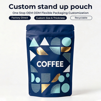 Kantong Kopi Flat Bottom Custom Print 250g 500g 1kg 5kg dengan Katup dan Zipper, Pouch Stand Up untuk Kemasan Biji Kopi