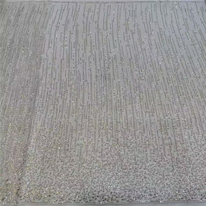 Robe <span class=keywords><strong>de</strong></span> mariée en maille tricotée brodée violette pour filles, série maille, tissu 100% polyester, printemps été, moderne, rayée, perles, tube, paillettes - Product Image 2