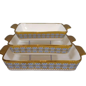 Plat de cuisson rectangulaire profond en céramique avec logo acceptable, motif bois et imprimé léopard, en métal émaillé électrolytique - Product Image 1