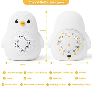 Luz Noturna Inteligente para Bebês, Máquina de Som Portátil, Sons Fetais, Máquina de Ruído Branco, Canções de Ninar com Bateria Recarregável Grande - Product Image 5