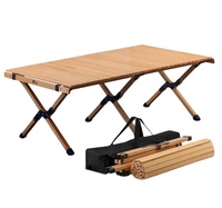 Table pliante pour l'extérieur Table à oeufs portable Camping Home Self Driving Tour Table de pique-nique pour barbecue en bois massif