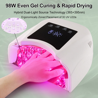 Lampe à ongles UV LED rechargeable de qualité supérieure 98W pour salon, avec 42 perles LED et 4 modes de minuterie pour le durcissement professionnel du gel