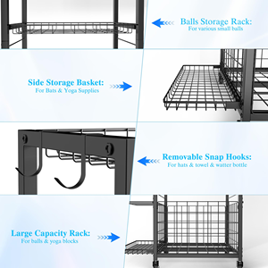 Sports Equipment <b>Storage</b> Organizer Rack Ball <b>Storage</b> Shelf Garage Ball Organizer Sports Equipment Basketball <b>Storage</b> <b>Cart</b> - Product Image 3