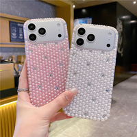 Coque de téléphone portable en cristal dégradé, perles et diamants pour iPhone 17 16 15 14 Pro Max, étui arrière scintillant, brillant, néon, luxe, étoiles, pour filles