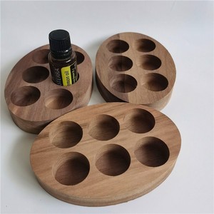 Boîte de rangement pour huiles essentielles en bois, 6 compartiments, ronde, couleur noyer, organisateur pour bureau - Product Image 2