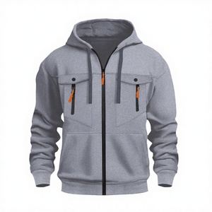 Sweat-shirt à capuche décontracté ample à manches longues pour homme, en molleton tricoté 100 % polyester anti-boulochage, couleur unie - Product Image 3