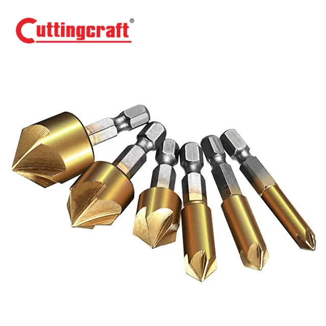 6 Buah Hex Shank Countersink untuk Kayu Counter Sink Bor Bit