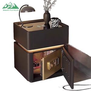 Mesita de Noche Inteligente Moderna Negra Wayon con Caja Fuerte Integrada, Carga Inalámbrica y Acabado en Cuero - Product Image 2