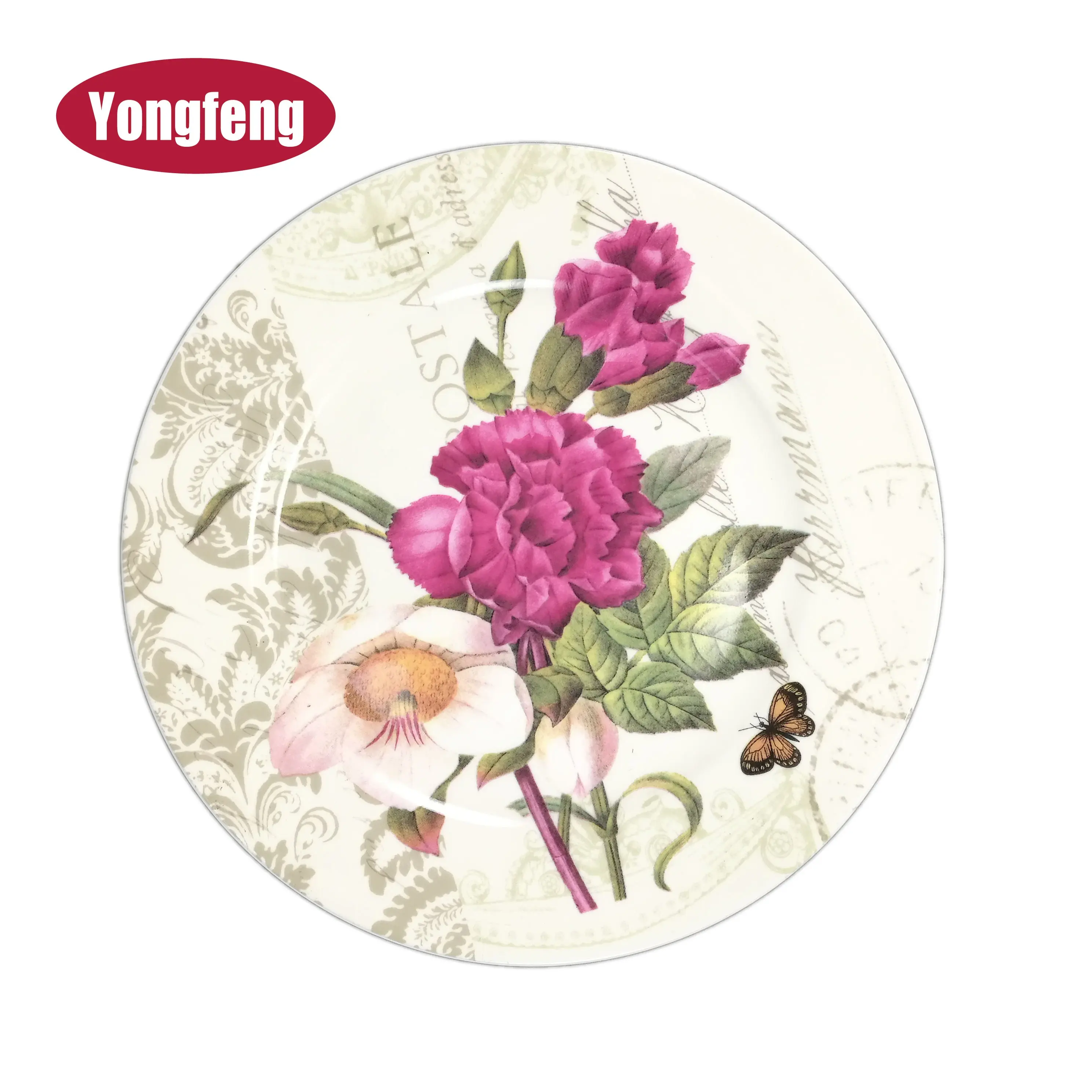 Platos decorativos de cerámica, suministro de fábrica de china, diseño de flores, 7,6 pulgadas, barato