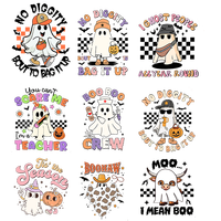 Transferts thermiques personnalisés pour Halloween, prêts à poser sur t-shirts, transferts sérigraphiques, logos thermocollants pour sacs