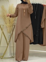 Ensemble deux pièces décontracté musulman R-290, haut et pantalon, ensemble abaya simple islamique pour femmes