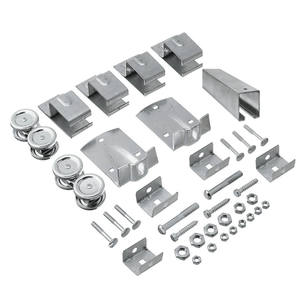 Kit de quincaillerie pour porte coulissante de <span class=keywords><strong>grange</strong></span> à double rail en bois massif de 8 pieds, fixation murale, pour portes coulissantes encastrées - Product Image 5